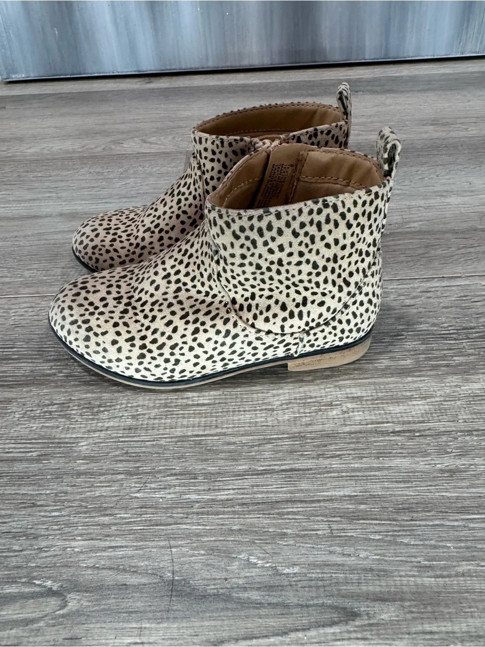 Cat & Jack Leopard Print Tan and Black Ankle Boots